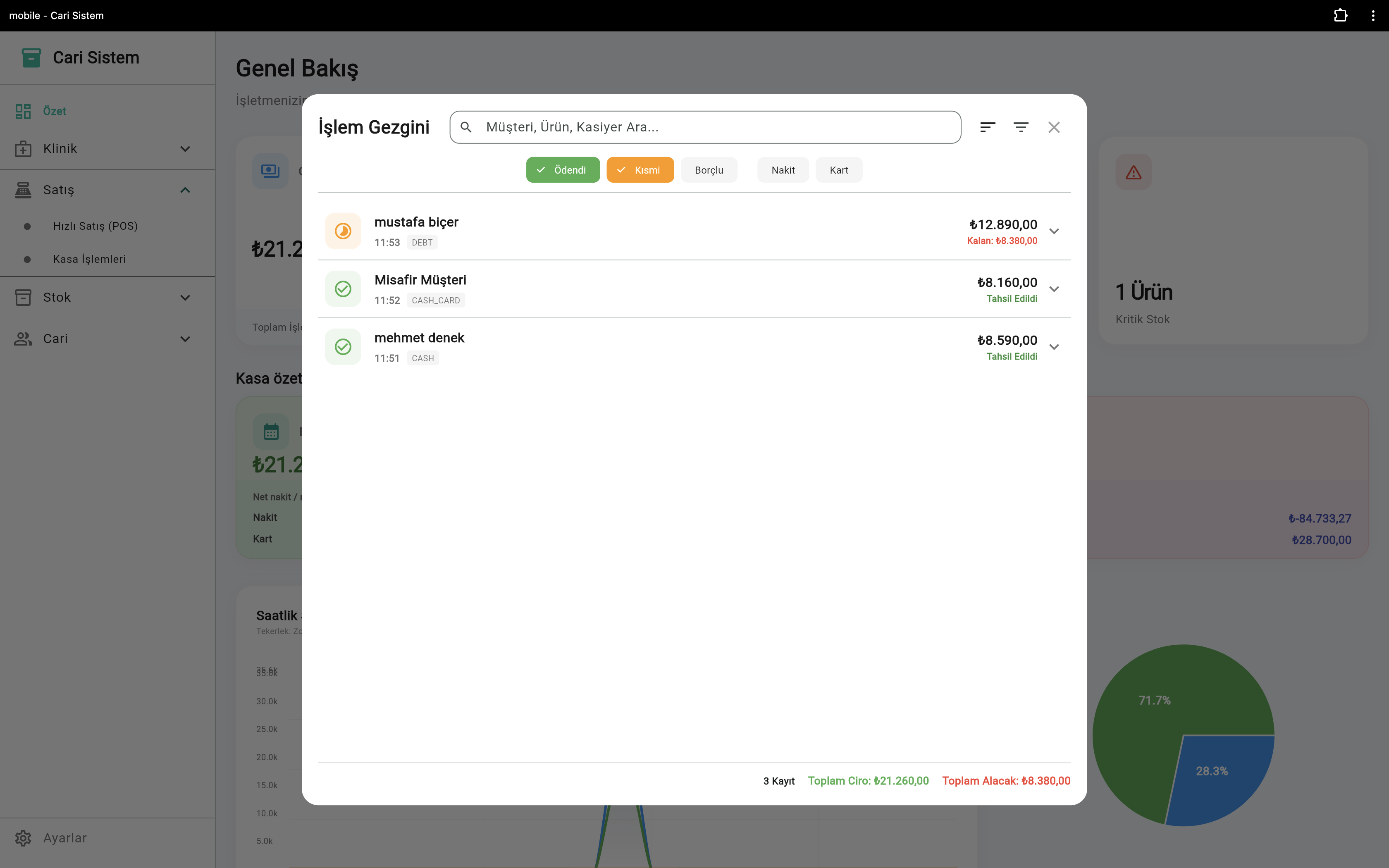 VetApp işlem gezgini