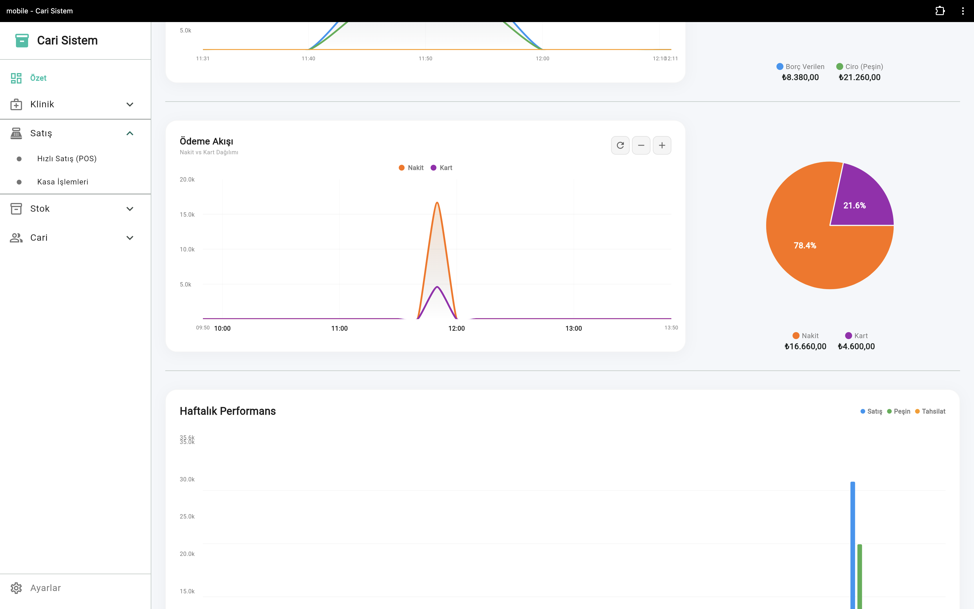 VetApp ödeme akışı ve haftalık performans