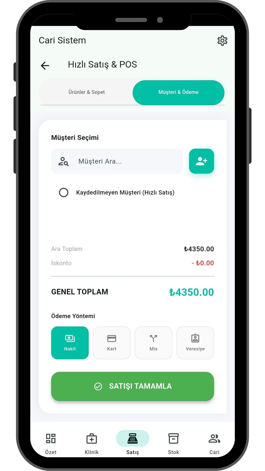 VetApp mobil hızlı satış